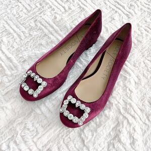 Sole Society Pamella Velvet Ballet Flats with Rhinestones